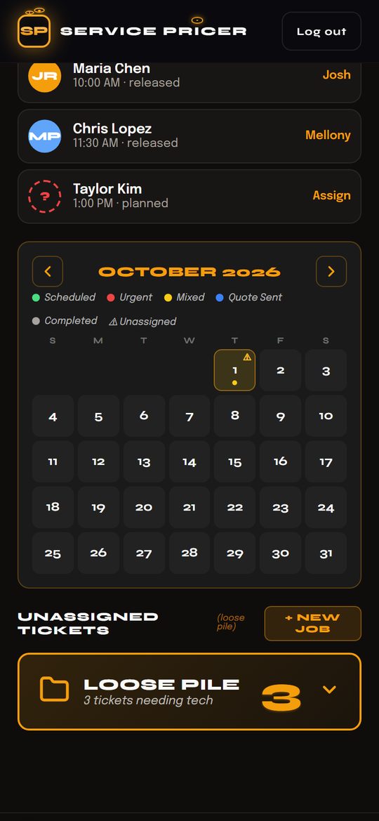 Schedule Job: Calendar + unassigned pile