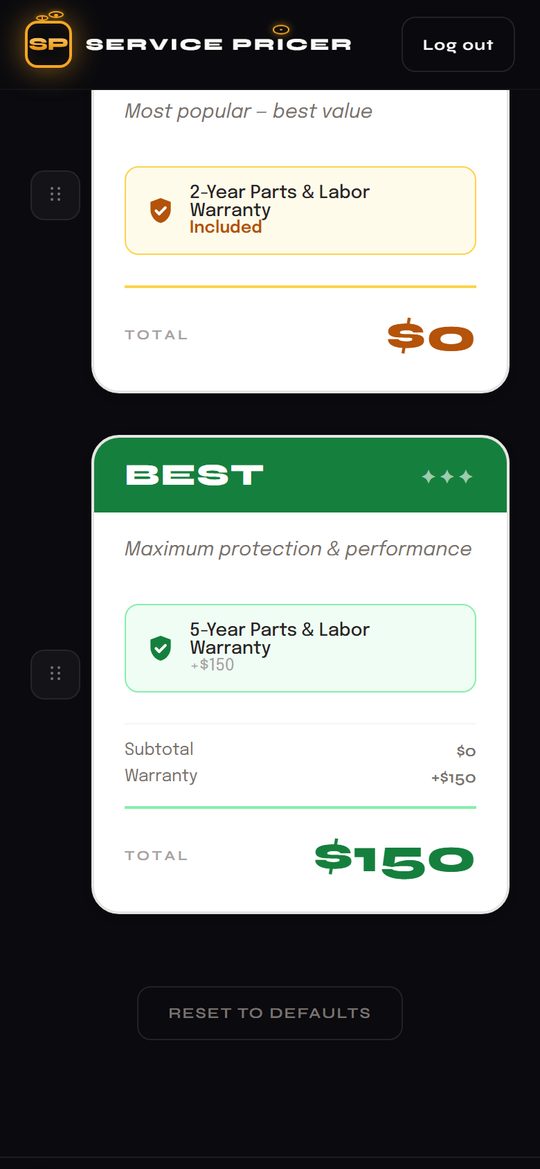 Customize Tier: Warranty on any tier